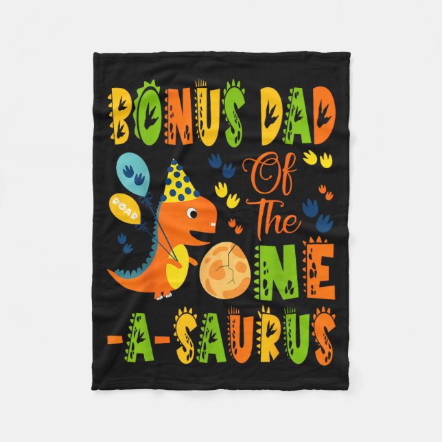 Bonus pappa till one-a-saurus 1-års födelsedagsdin fleecefilt (Framsidan)