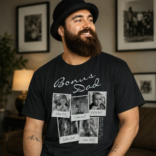 Bonus Pappa Tröja, Anpassad Foto Collage Pappa 5 F T Shirt