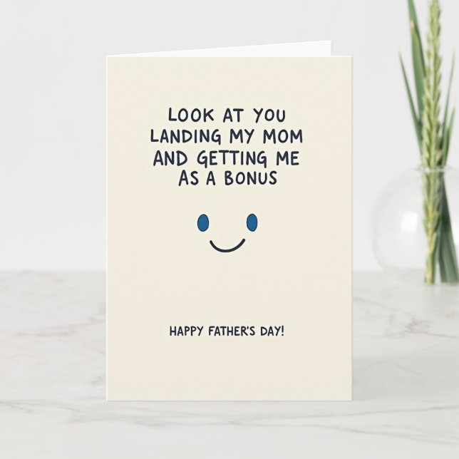 Bonus Son Fathers Day Face-kort Kort (Framsida)