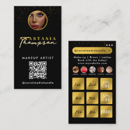 Bonuskort för Beauty Nagel Social Media Black Guld Visitkort