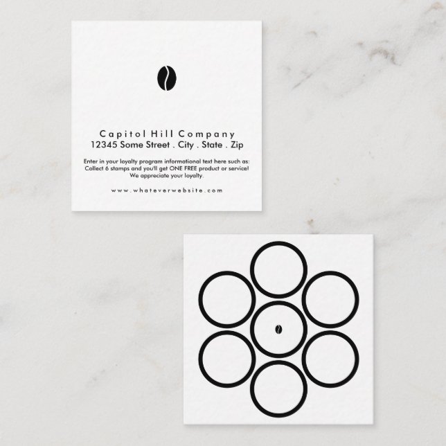 bonusprogram, kafferuta lojalitetskort (Fram/baksida)