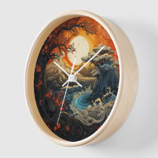 Bonzai Träd Wave Yin Yang Martial Arts Wall Clock Klocka