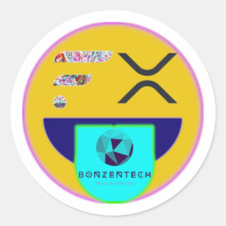 Bonzentech FLR XRP Crypto Ansikte Sticker! Runt Klistermärke