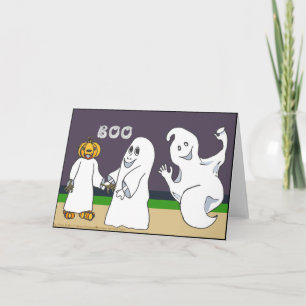 BOO 3 Spöken eller Bus eller Godis Halloween-kort Kort