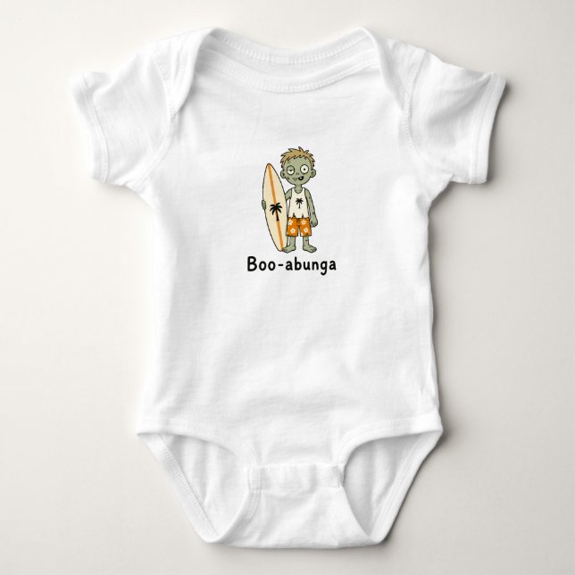 Boo-abunga | Söt Halloween Zombie Surfar Bebis T Shirt (Framsida)
