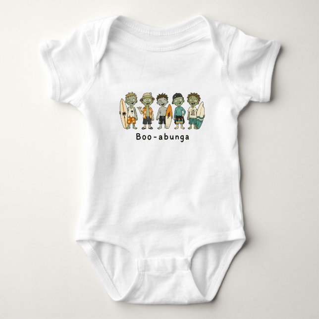 Boo-abunga | Söt Halloween Zombie Surfar Bebis T Shirt (Framsida)