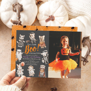 Boo Animals Halloween Costume Birthday Photo Inbjudningar
