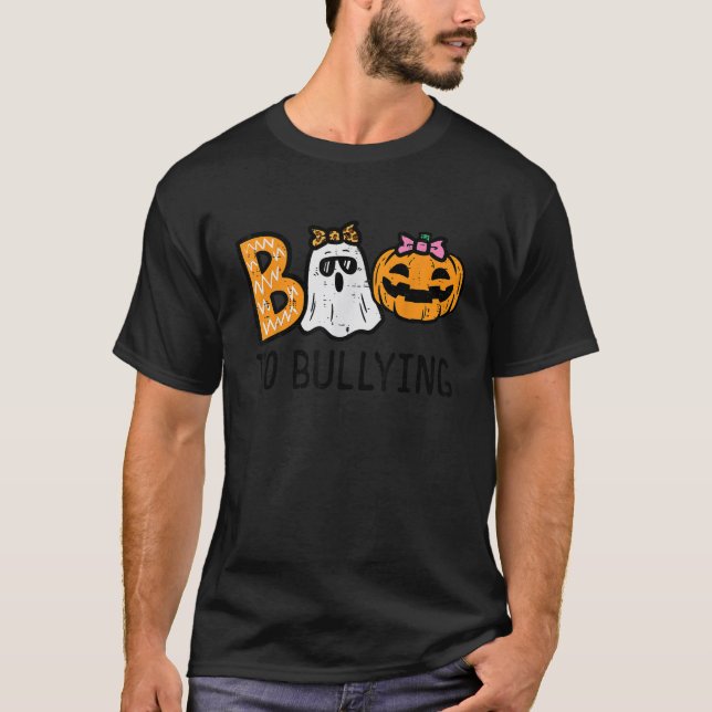 Boo Anti Bulling Funny Halloween Orange Unity Day T Shirt (Framsida)