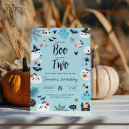 BOO är Blått Halloween-födelsedagsinbjudan Inbjudningar