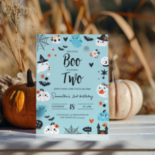 BOO är Blått Halloween-födelsedagsinbjudan Inbjudningar