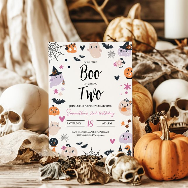 BOO är TWO Halloween Birthday-inbjudan Inbjudningar (Skapare uppladdad)