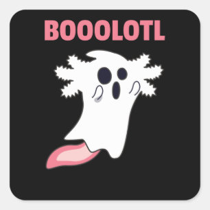 Boo Axolotl Älskare Cute Animals för Halloween Fyrkantigt Klistermärke