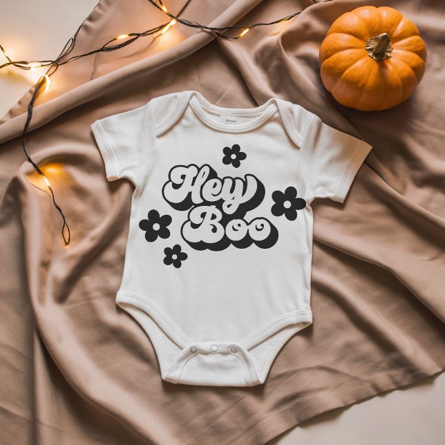 Boo Baby Bodykostym - Cute Halloween Baby-utrustni T Shirt (Hey Boo Baby Bodysuit)