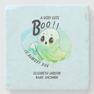 Boo Baby Shower Halloween Blå Tematisk Mysig Fest Stenunderlägg