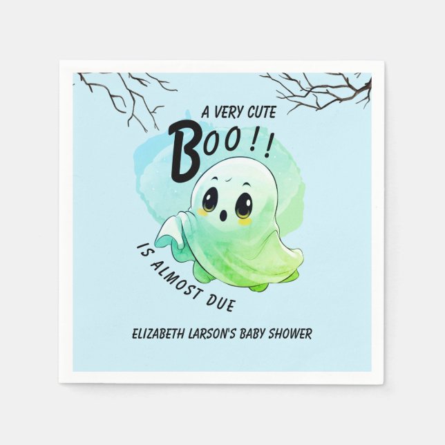 Boo Baby Shower Halloween Blue Theter Cute Party Pappersservett (Framsidan)