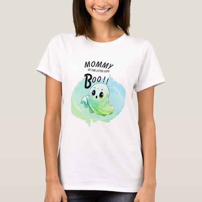 Boo Baby Shower Halloween Blue Theter Cute Party T Shirt (Framsida)