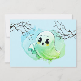 Boo Baby Shower Halloween Blue Theter Cute Party Tack Kort