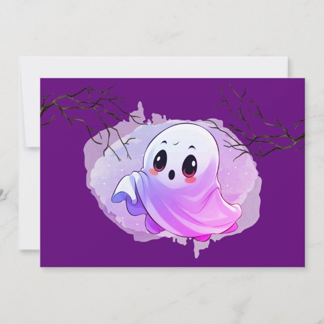 Boo Baby Shower Halloween Deep Lila Thmet Party Tack Kort (Framsida)