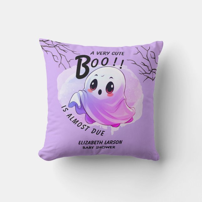 Boo Baby Shower Halloween Lila Thécute Party Kudde (Framsida)