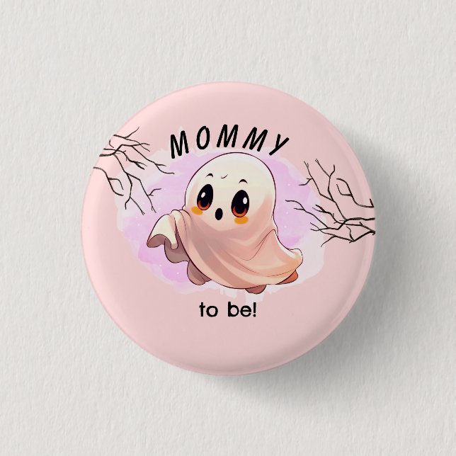 Boo Baby Shower Halloween Rosa themed Cute Party Knapp (Framsida)