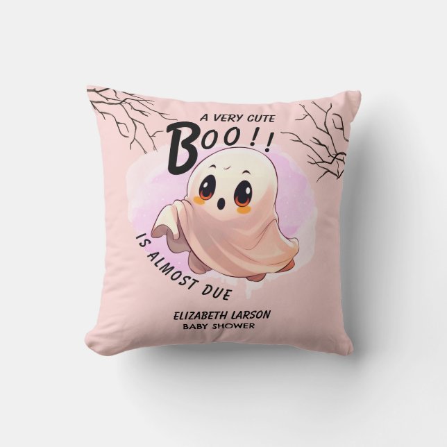 Boo Baby Shower Halloween Rosa themed Cute Party Kudde (Framsida)