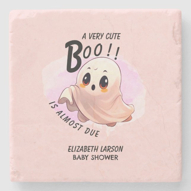 Boo Baby Shower Halloween Rosa themed Cute Party Stenunderlägg (Framsidan)