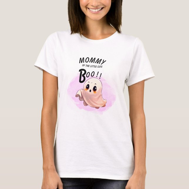 Boo Baby Shower Halloween Rosa themed Cute Party T Shirt (Framsida)