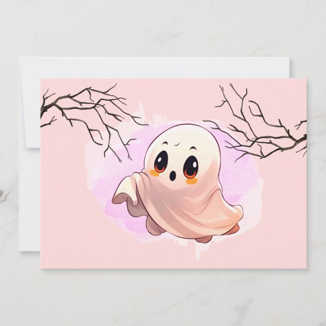 Boo Baby Shower Halloween Rosa themed Cute Party Tack Kort (Framsida)