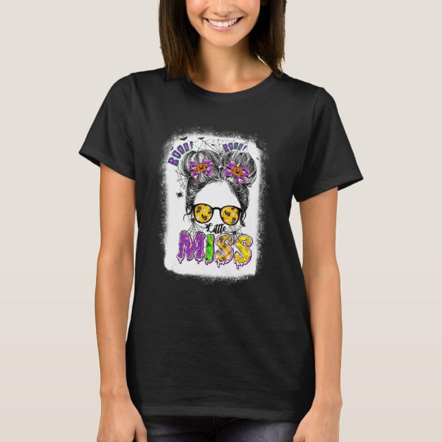 Boo Back To School Little Miss Messy Bun Girls Kid T Shirt (Framsida)