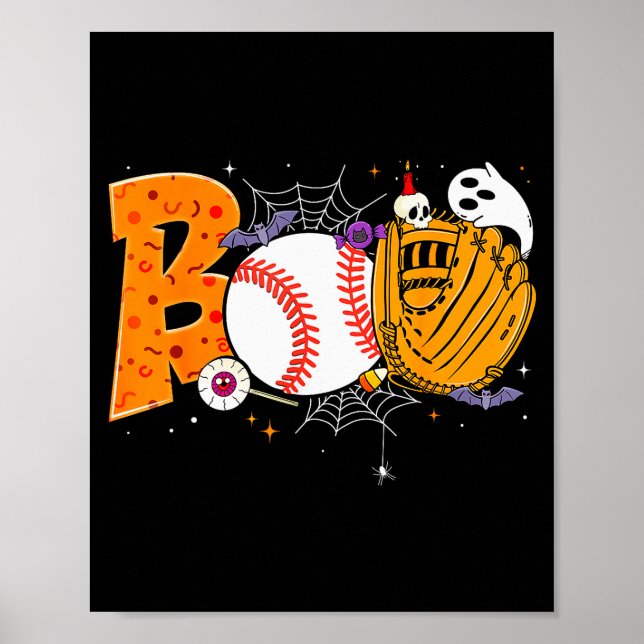 Boo Baseball Player Catcher Tcher Funny Halloween  Poster (Framsidan)
