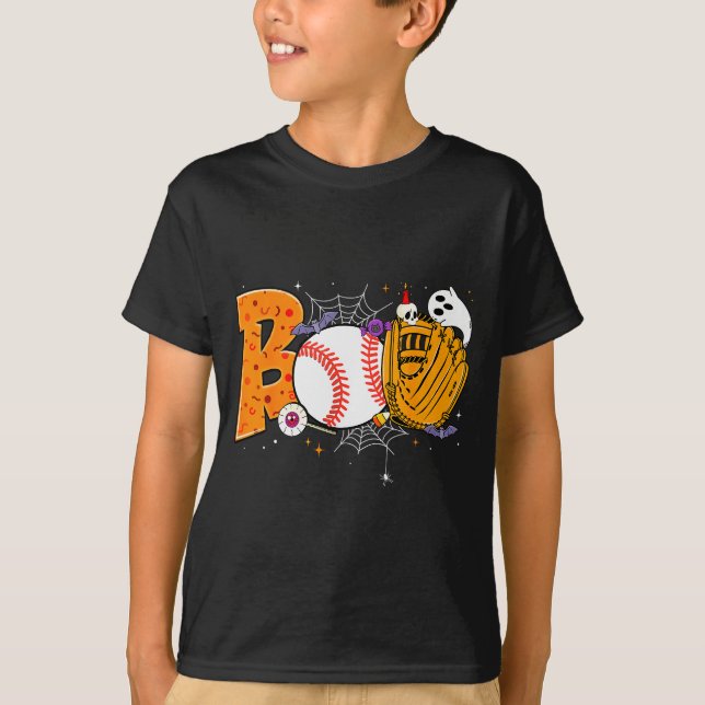 Boo Baseball Player Catcher Tcher Funny Halloween  T Shirt (Framsida)