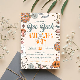 Boo Bash Groovy Cute Ghost Halloween fest Inbjudningar