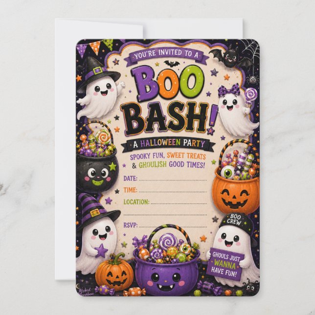 Boo Bash Halloween-fest inbjudan  (Framsida)
