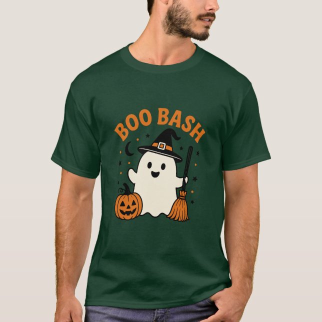 Boo Bash Söt Häxa Spöke Halloween Fest Design T Shirt (Framsida)