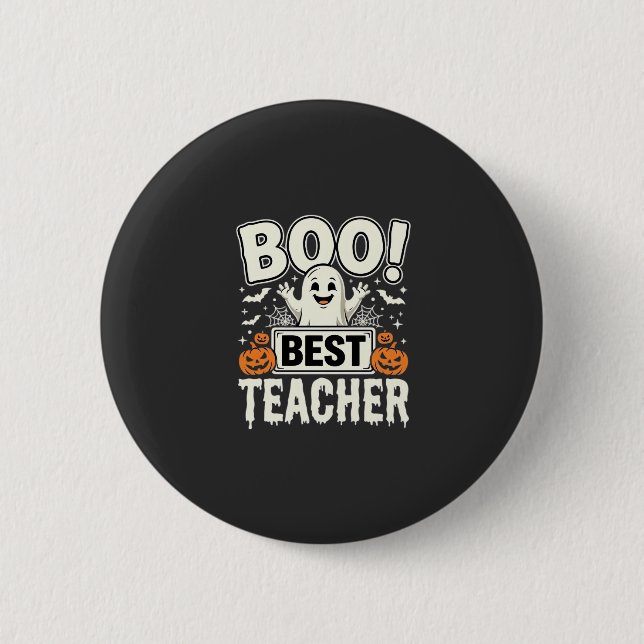 Boo Bästa Läraren Halloween Spökdesign_1 Knapp (Framsida)
