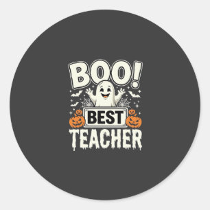 Boo Bästa Läraren Halloween Spökdesign_1 Runt Klistermärke