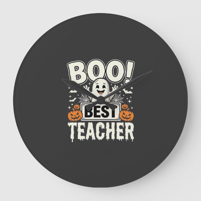 Boo Bästa Läraren Halloween Spökdesign_1 Stor Klocka (Framsida)
