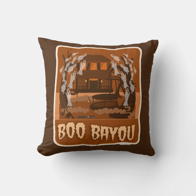 Boo Bayou Haunted Halloween Spooky Art Kudde (Framsida)