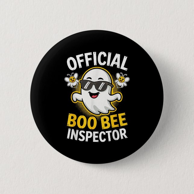 Boo Bee Inspector Shirt Men Women Halloween Costum Knapp (Framsida)