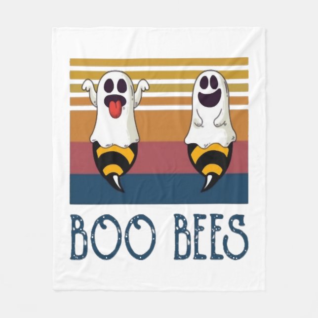 Boo Bees Couple Ghost Halloween-skjorta Fleecefilt (Framsidan)