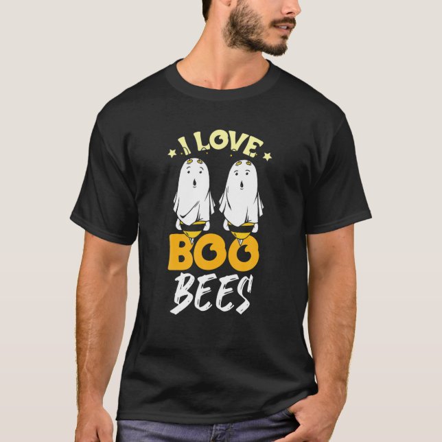 Boo Bees Halloween Ghost Drinking Beer T Shirt (Framsida)