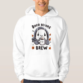 Boo before Brew Funny Halloween Ghost Mysigt Coffe Hoodie