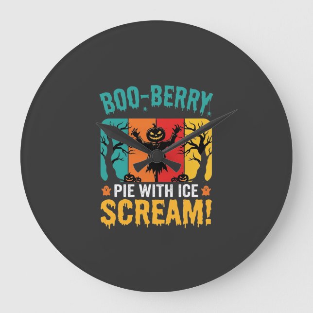 Boo-Berry paj Halloween Glass Design Stor Klocka (Framsida)