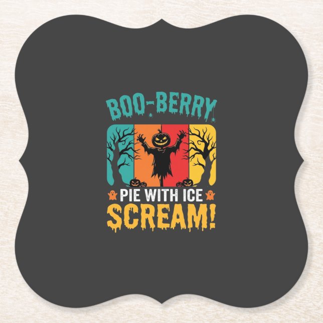 Boo-Berry Paj Halloween Glass Design Underlägg Papper (Framsida)