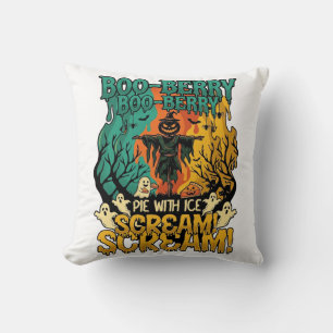 Boo Berry Pie Glass Isglass Pumpa Scarecrow Hallow Kudde