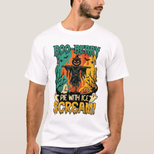 Boo Berry Pie Glass Isglass Pumpa Scarecrow Hallow T Shirt