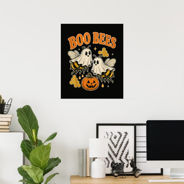 Boo bin spökbin rolig Halloween-punch söt Poster (Hemmakontoret)