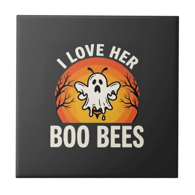 Boo Bina Halloween Spökbi Rolig Design_1 Kakelplatta (Framsidan)