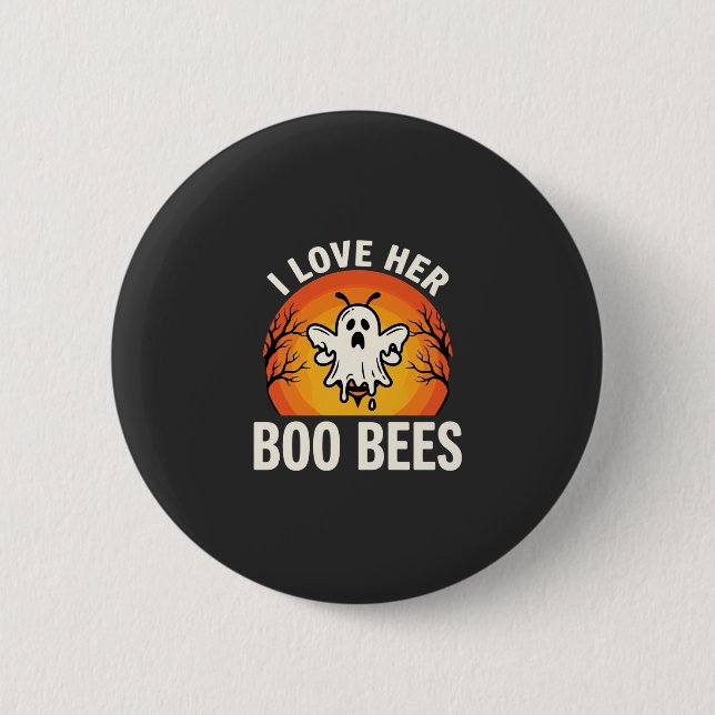 Boo Bina Halloween Spökbi Rolig Design_1 Knapp (Framsida)