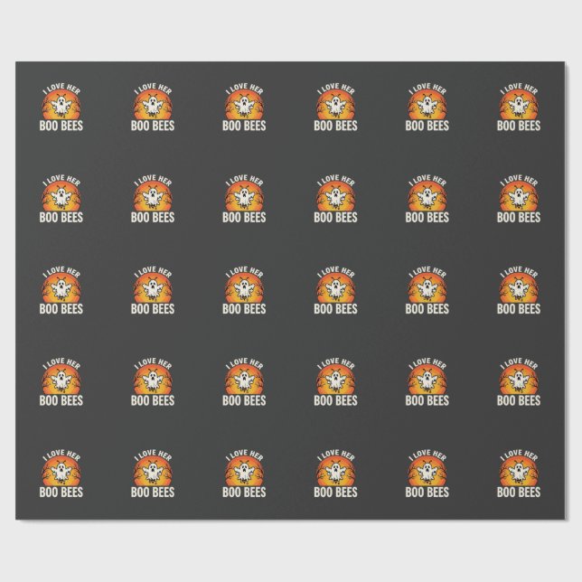 Boo Bina Halloween Spökbi Rolig Design_1 Presentpapper (Platt)